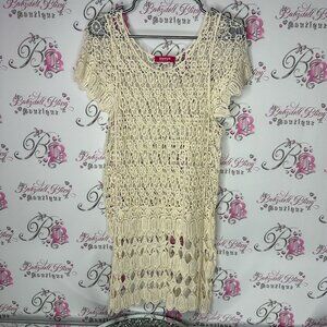 Somya dress crochet knitted cream white coverup dress tshirt style boho